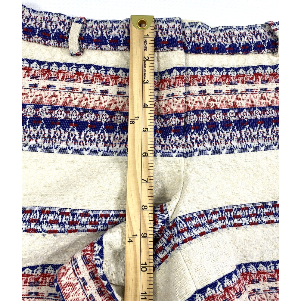 Katherine Barclay Woven Shorts Womens Size 8 Blue Red Beige Boho Festival Hippie - Picture 6 of 7